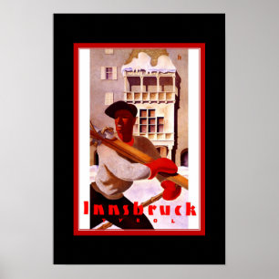 Poster Cartaz de Viagem Vintage Innsbruck Tirol Esqui