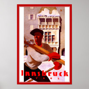 Poster Cartaz de Viagem Vintage Innsbruck Tirol Esqui