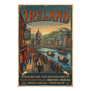 Pôster Cartaz de Viagem Vintage Irlanda