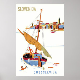 Poster Cartaz de Viagem Vintage Iugoslávia Velas Eslovêni