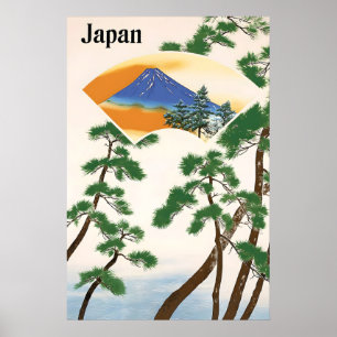 Poster Cartaz de Viagem Vintage Japão Arte de Parede Mont