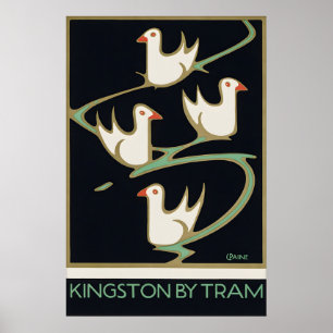 Poster Cartaz de Viagem Vintage Kingston Londres Kingston