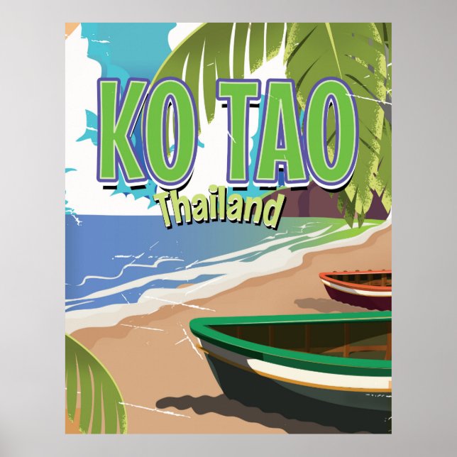 Pôster Cartaz de viagem vintage Ko Tao Tailândia (Frente)