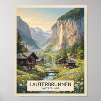 Poster Cartaz de Viagem Vintage Lauterbrunnen Suíça