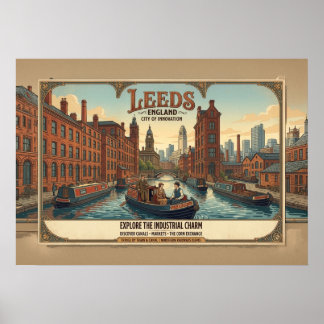 Poster Cartaz de Viagem Vintage Leeds Inglaterra