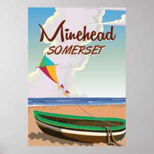 Poster Cartaz de viagem vintage Minehead Somerset