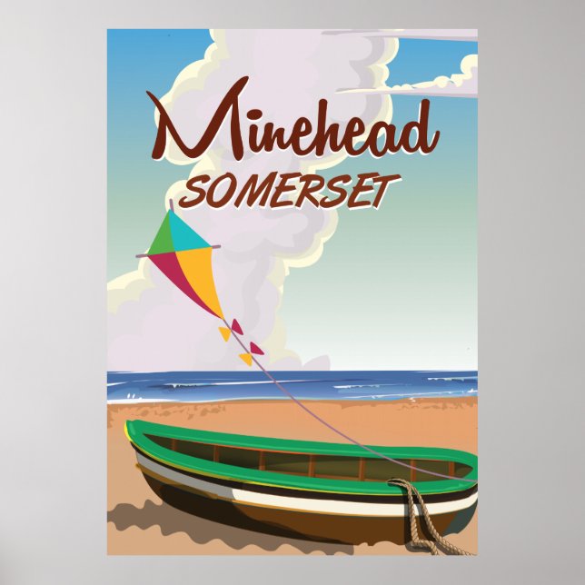 Poster Cartaz de viagem vintage Minehead Somerset (Frente)