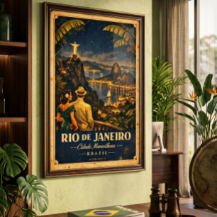 Poster Cartaz de Viagem Vintage Noite do Rio de Janeiro