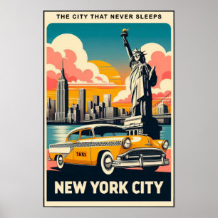 Poster Cartaz de Viagem Vintage Nova York 1955