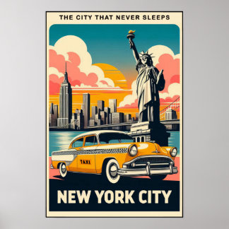 Poster Cartaz de Viagem Vintage Nova York 1955