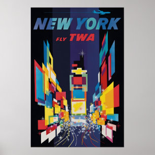 Poster Cartaz de Viagem Vintage Nova York, Americano