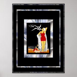 Pôster Cartaz de Viagem Vintage Nova York Banhistas Verme