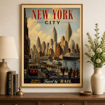 Cartaz de Viagem Vintage Nova York NY