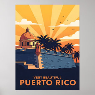 Poster Cartaz de viagem vintage para Porto Rico