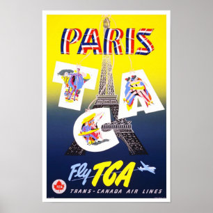 Pôster Cartaz de Viagem Vintage Paris França Companhias A