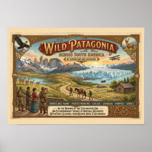 Poster Cartaz de Viagem Vintage Patagônia Era da Exploraç