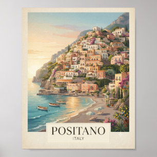 Poster Cartaz de Viagem Vintage Positano Itália