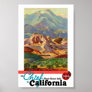 Pôster Cartaz de Viagem Vintage Restaurado da Califórnia