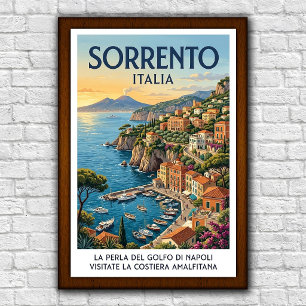 Poster Cartaz de Viagem Vintage Sorrento, Itália, anos 60