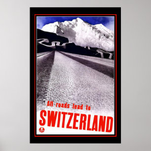 Poster Cartaz de Viagem Vintage Suíça Esqui