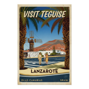 Pôster Cartaz de Viagem Vintage Teguise Lanzarote Espanha