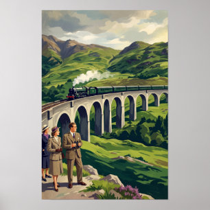 Poster Cartaz de Viagem Vintage Terreno Escocês das Highl