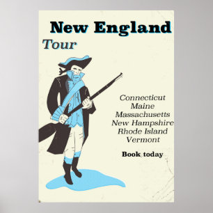 Pôster Cartaz de viagem vintage Tour da Nova Inglaterra