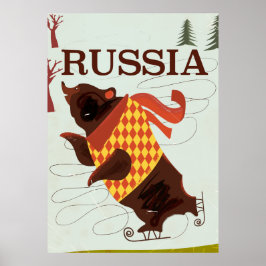 Pôster cartaz de viagem vintage urso Rússia