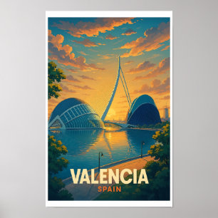 Poster Cartaz de Viagem Vintage Valência Espanha - Cidade