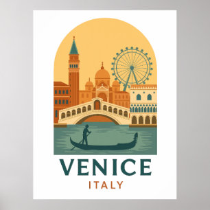 Poster Cartaz de Viagem Vintage Veneza Itália – Minimalis