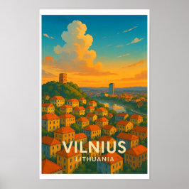 Poster Cartaz de Viagem Vintage Vilnius Lituânia