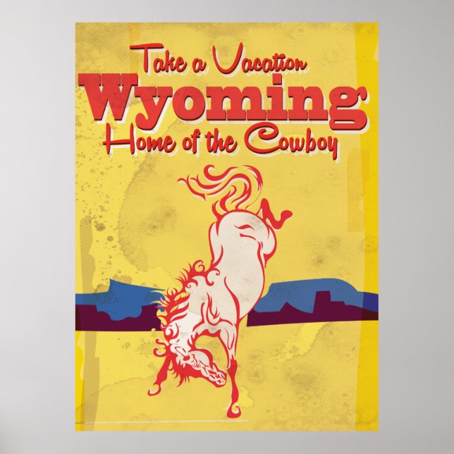 Pôster Cartaz de Viagem Vintage Wyoming (Frente)