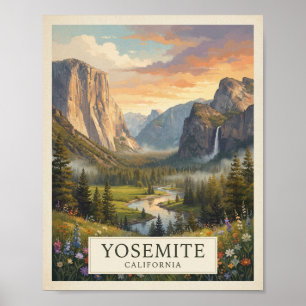 Poster Cartaz de Viagem Vintage Yosemite Califórnia Naç