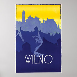Poster Cartaz de Viagem Wilno Polônia Arte de Parede Vint