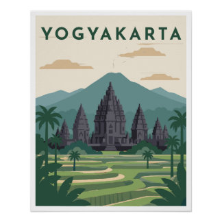 Pôster Cartaz de Viagem Yogyakarta Indonésia