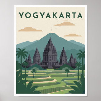 Poster Cartaz de Viagem Yogyakarta Indonésia