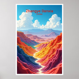 Poster Cartaz de Viagem Zhangye Danxia China
