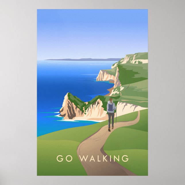 Poster Cartaz de Viagens Ande a Pé (Frente)