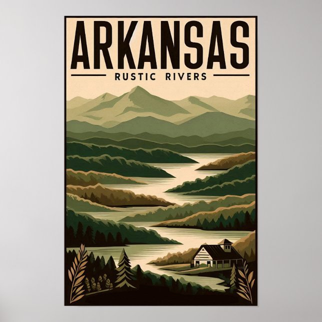 Poster Cartaz de Viagens Antigo do Arkansas (Frente)