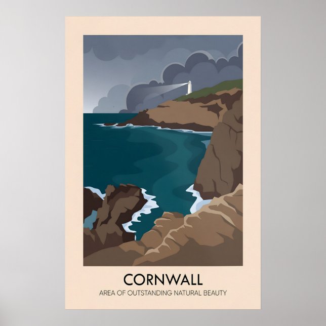 Poster Cartaz de Viagens AONB da Cornualha (Frente)