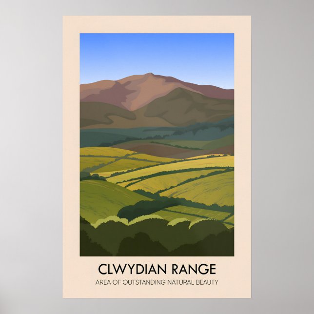 Poster Cartaz de Viagens Clwydian Range AONB (Frente)