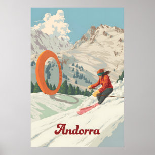 Poster Cartaz de Viagens da Estação de Esqui Andorra Ordi