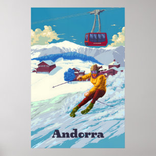 Poster Cartaz de Viagens da Estação de Esqui Andorra Pal 