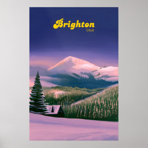 Poster Cartaz de Viagens da Estação de Esqui Brighton Uta