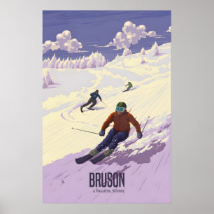 Poster Cartaz de Viagens da Estação de Esqui Bruson Suíça