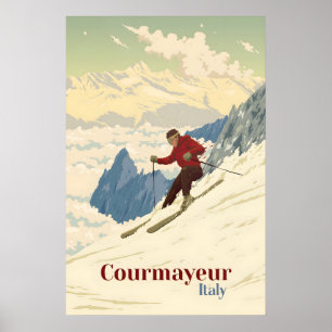 Poster Cartaz de Viagens da Estação de Esqui de Courmayeu