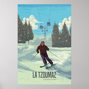 Poster Cartaz de Viagens da Estação de Esqui La Tzoumaz S