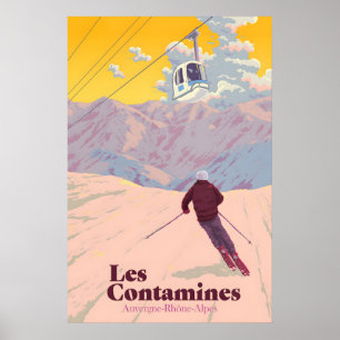 Poster Cartaz de Viagens da Estação de Esqui Les Contamin