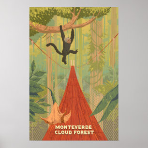 Poster Cartaz de Viagens da Floresta de Nuvens de Monteve