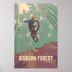 Poster Cartaz de Viagens de Ciclismo de Montanha da Flore